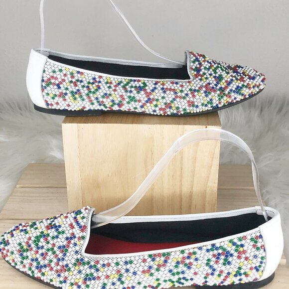L. J. Simone New York Vintage Rainbow Beaded Loafers Size 11 - Picture 1 of 5